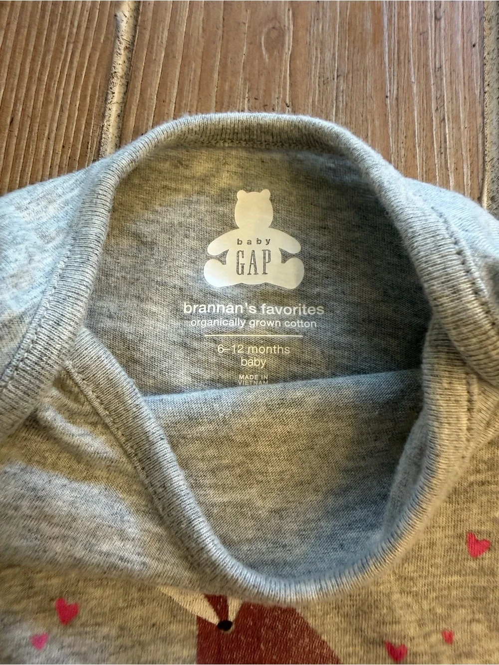 GAP Grey Long-Sleeve Baby One-Piece with Purple Fox Graphic